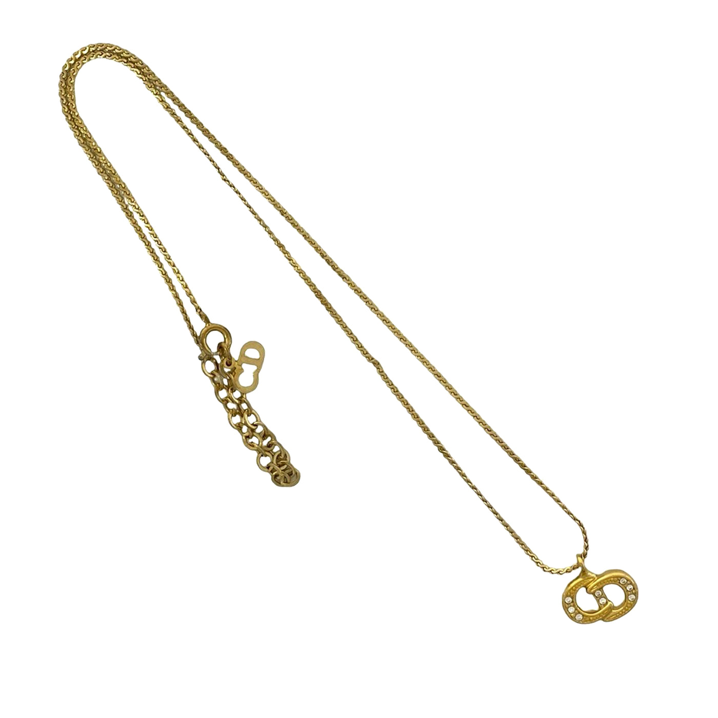 Gold Plated Strass CD Logo Pendant Necklace - Image 1