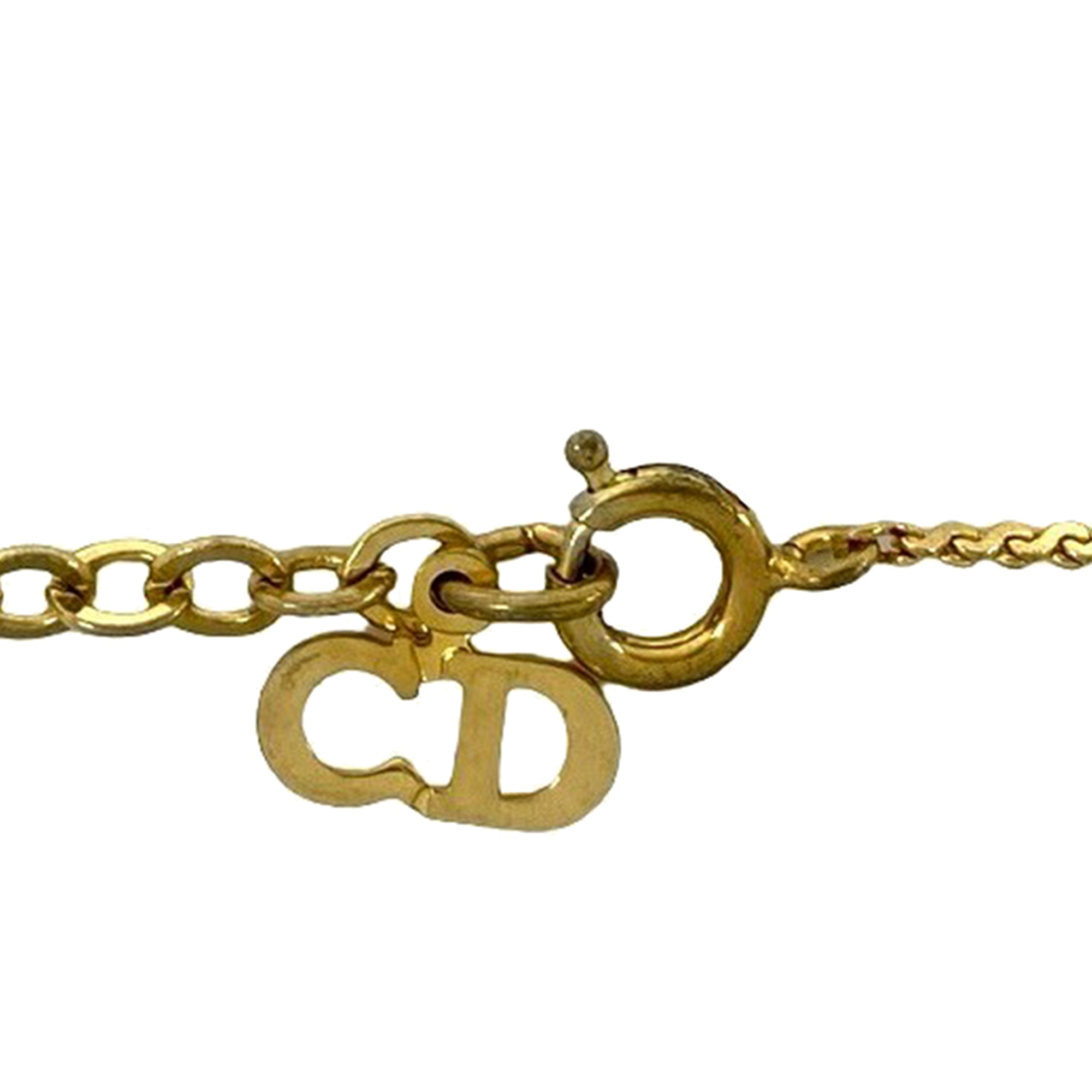 Gold Plated Strass CD Logo Pendant Necklace - Image 3
