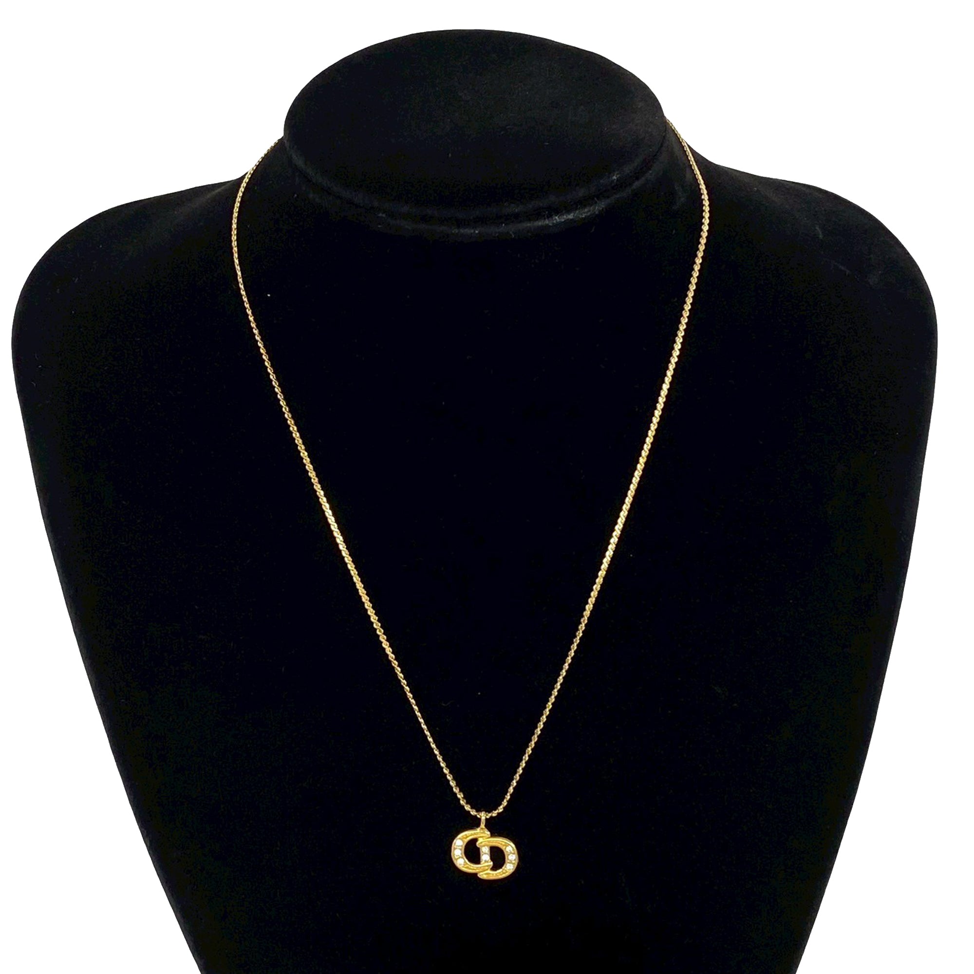 Gold Plated Strass CD Logo Pendant Necklace - Image 5
