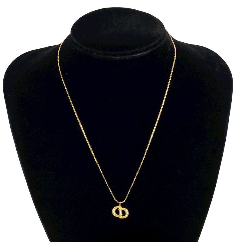 Gold Plated Strass CD Logo Pendant Necklace - Image 5