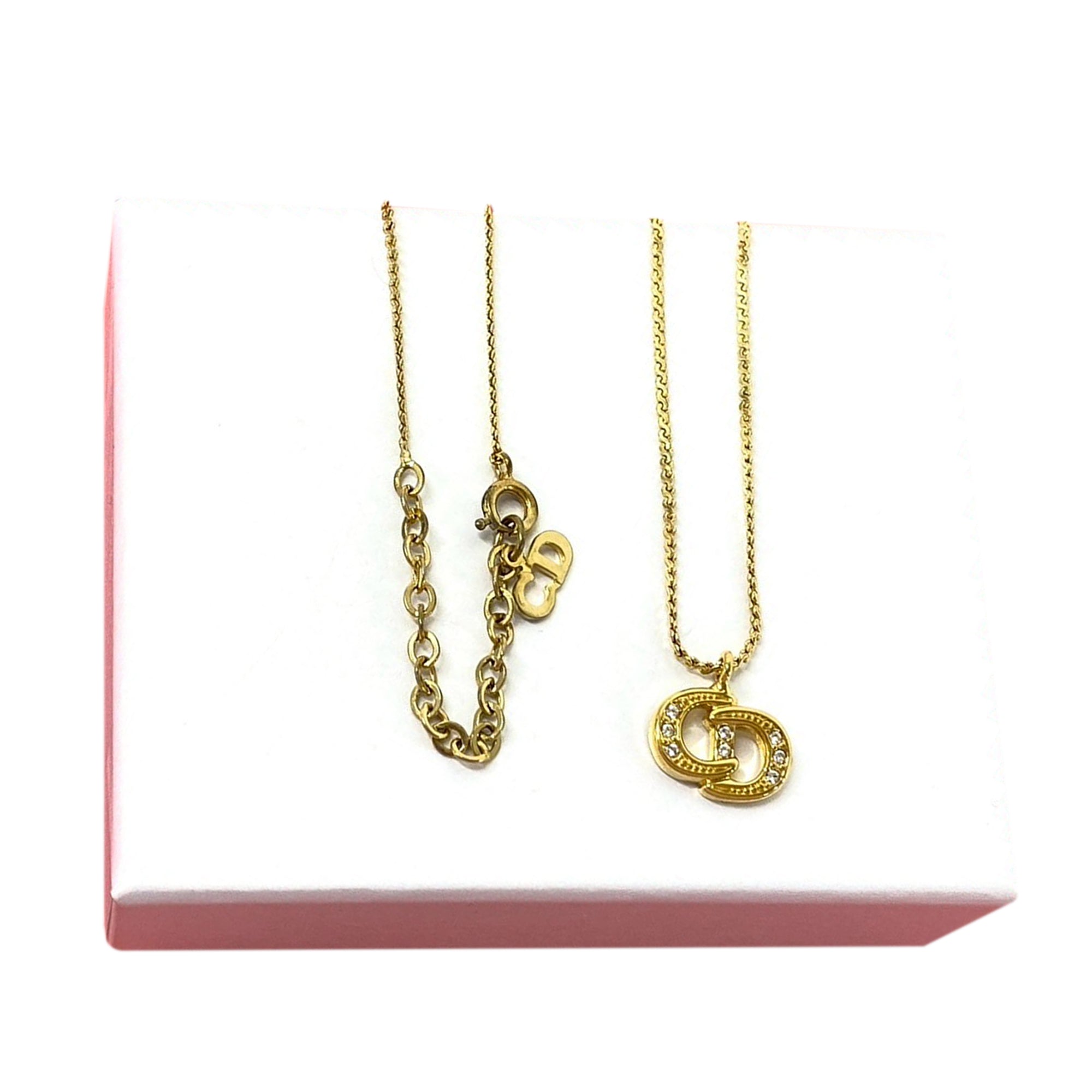 Gold Plated Strass CD Logo Pendant Necklace - Image 6