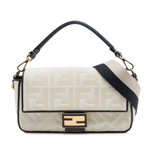 Zucca Embroidered Canvas Baguette Satchel - Image 1