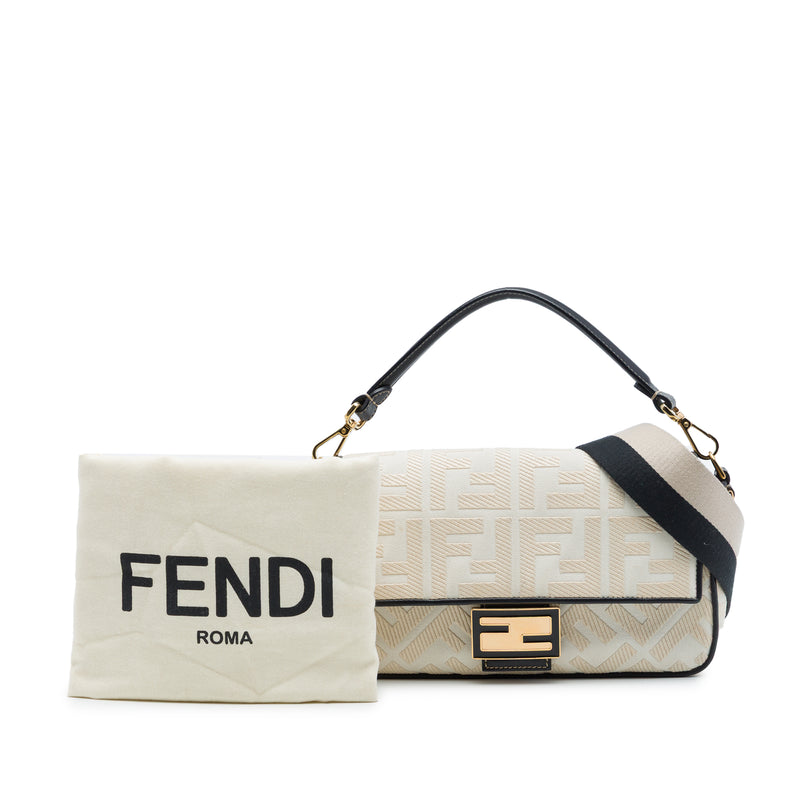 Zucca Embroidered Canvas Baguette Satchel - Image 7