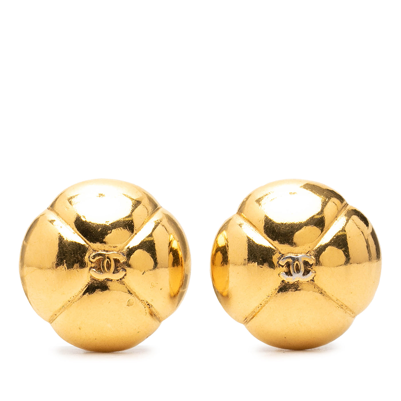 CC Gold Plated Camelia Dome Clip On Earrings - Image 1