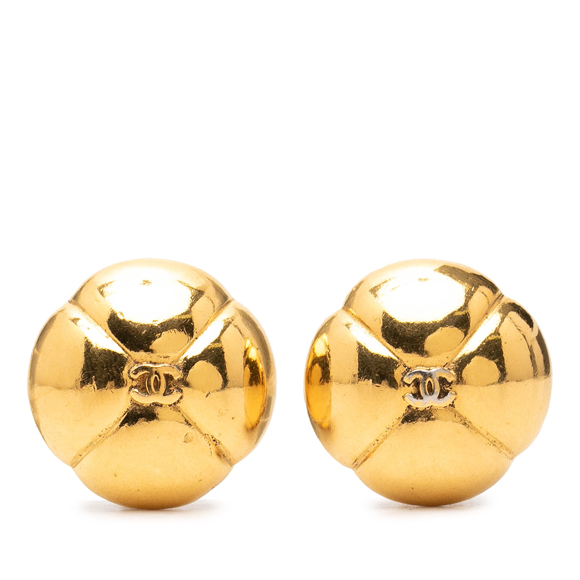 CC Gold Plated Camelia Dome Clip On Earrings - Image 1