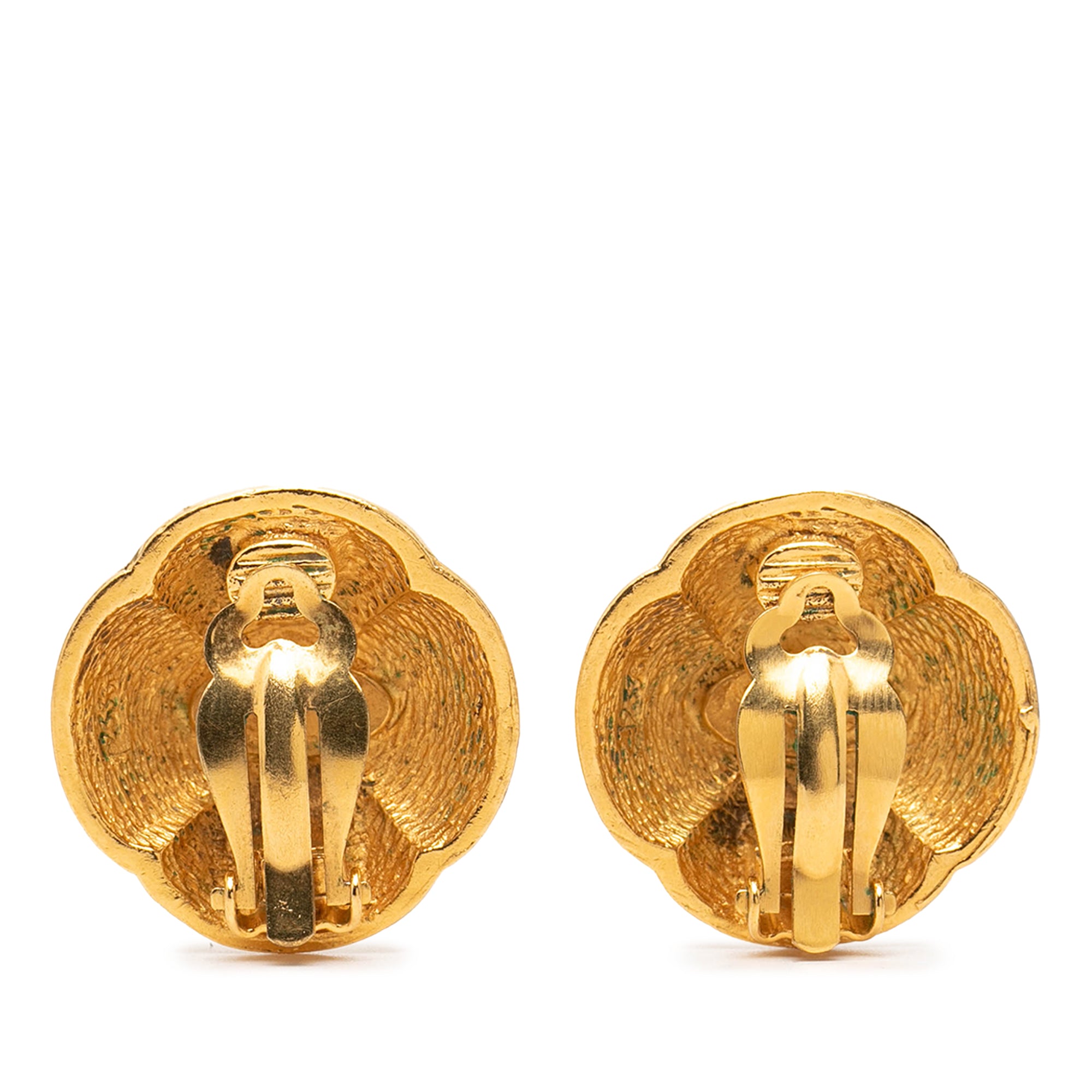 CC Gold Plated Camelia Dome Clip On Earrings - Image 2