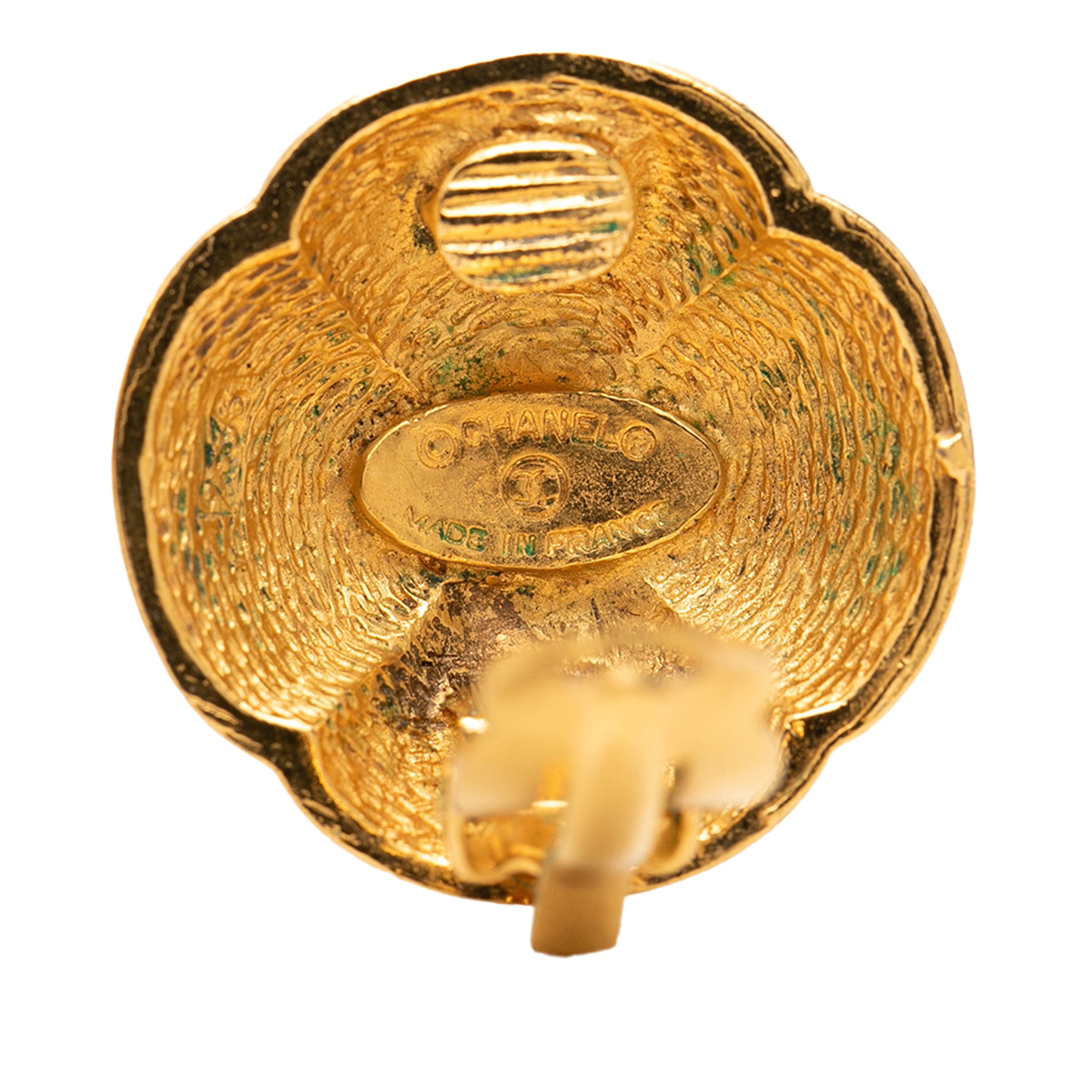 CC Gold Plated Camelia Dome Clip On Earrings - Image 3