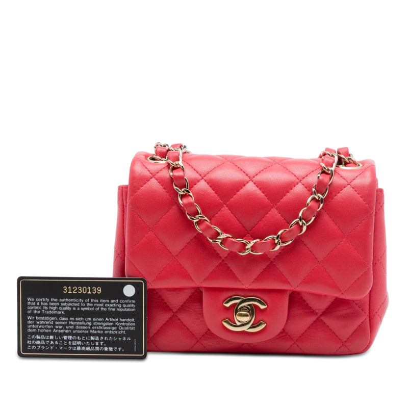 Mini Square Classic Lambskin Single Flap - Image 7