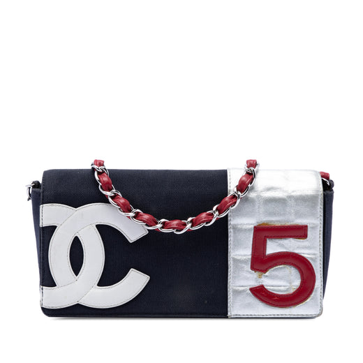 CC Canvas and Chocolate Bar Metallic Lambskin No 5 Flap - Image 1