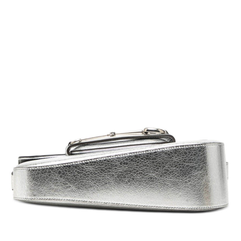 Metallic Textured Calfskin Asymmetric Horsebit 1955 Shoulder Bag - Image 3