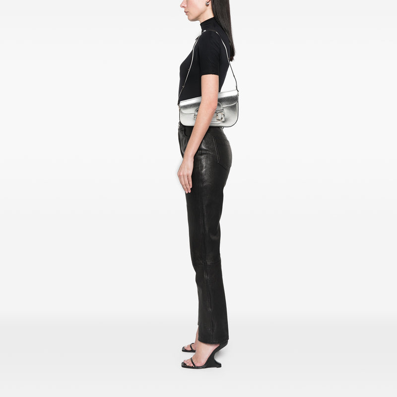Metallic Textured Calfskin Asymmetric Horsebit 1955 Shoulder Bag - Image 7