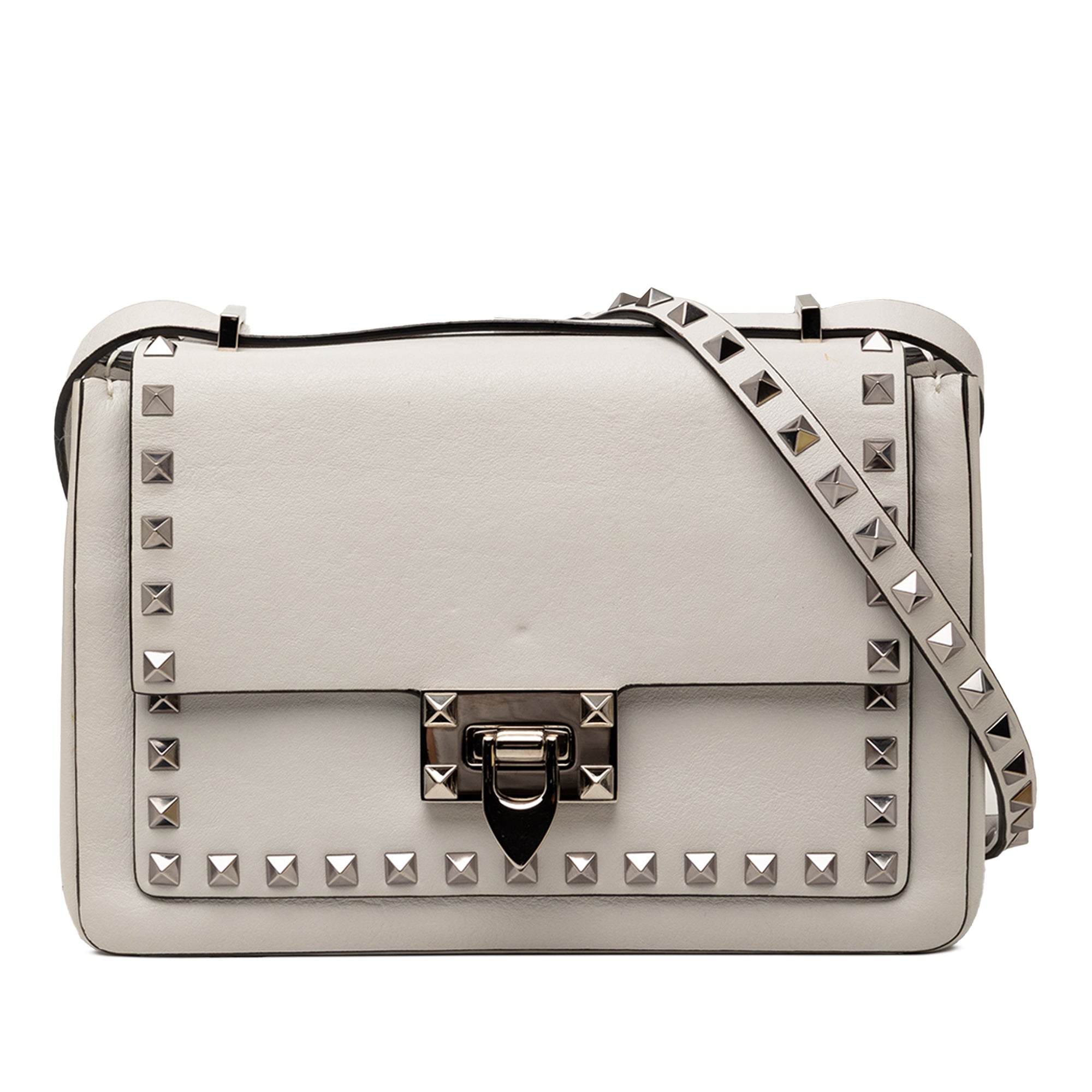 Leather Rockstud Flip Lock Crossbody - Image 1