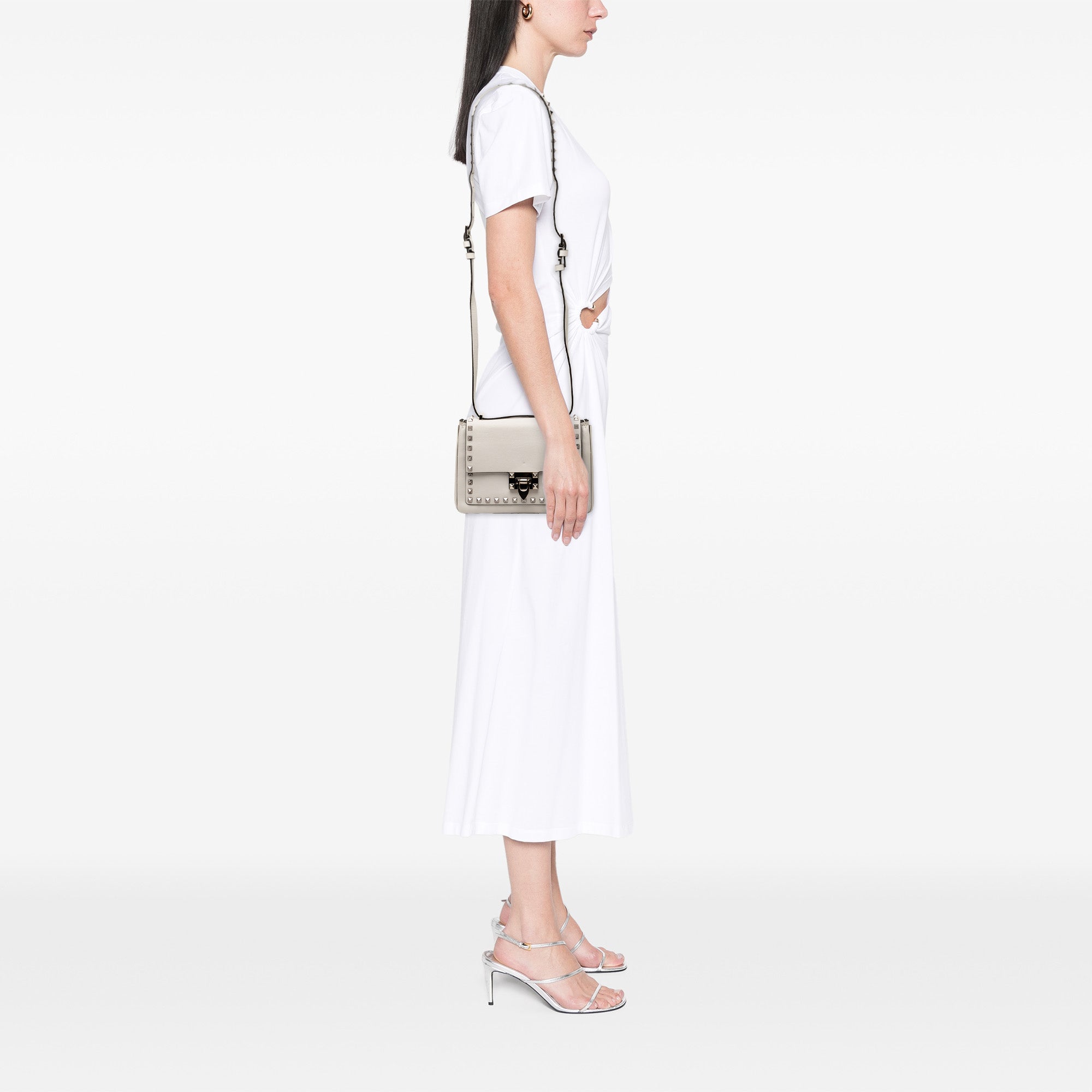 Leather Rockstud Flip Lock Crossbody - Image 6