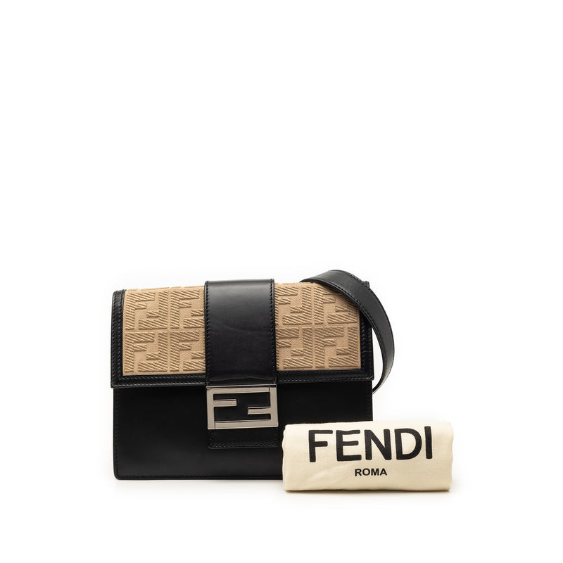 Calfskin and Canvas FF 1974 Flat Baguette Crossbody - Image 8