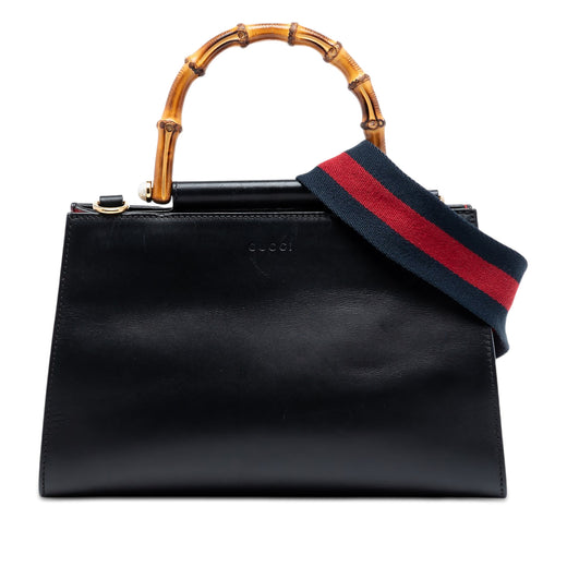 Small Leather Bamboo Nymphaea Web Satchel - Image 1