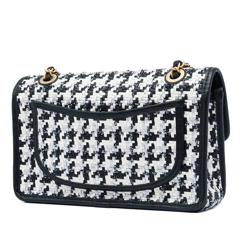 CC Woven Lambskin and Viscose Houndstooth Single Flap - Image 2