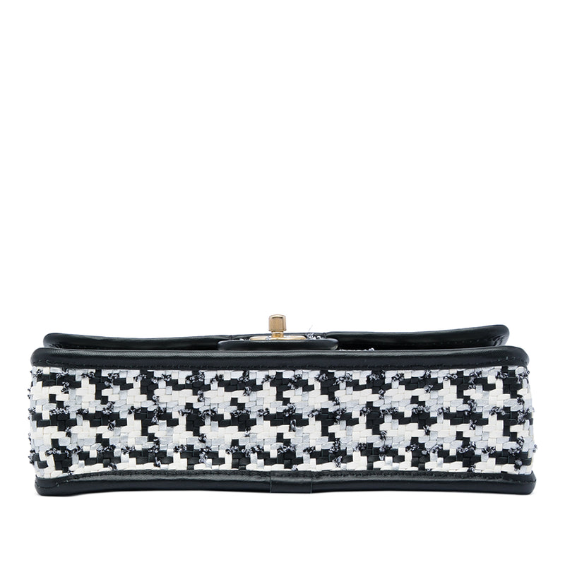 CC Woven Lambskin and Viscose Houndstooth Single Flap - Image 3