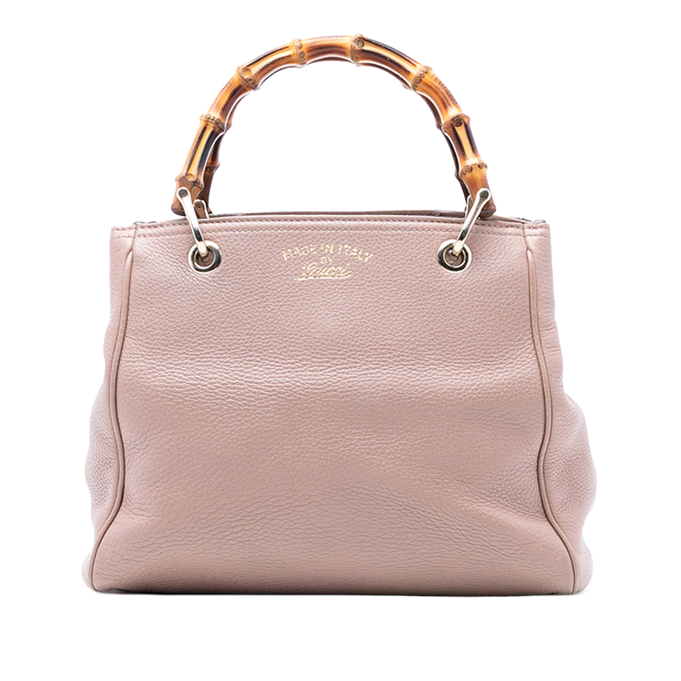 Small Calfskin Bamboo Shopper Satchel - Image 1
