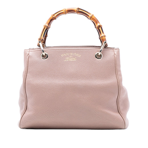 Small Calfskin Bamboo Shopper Satchel - Image 1