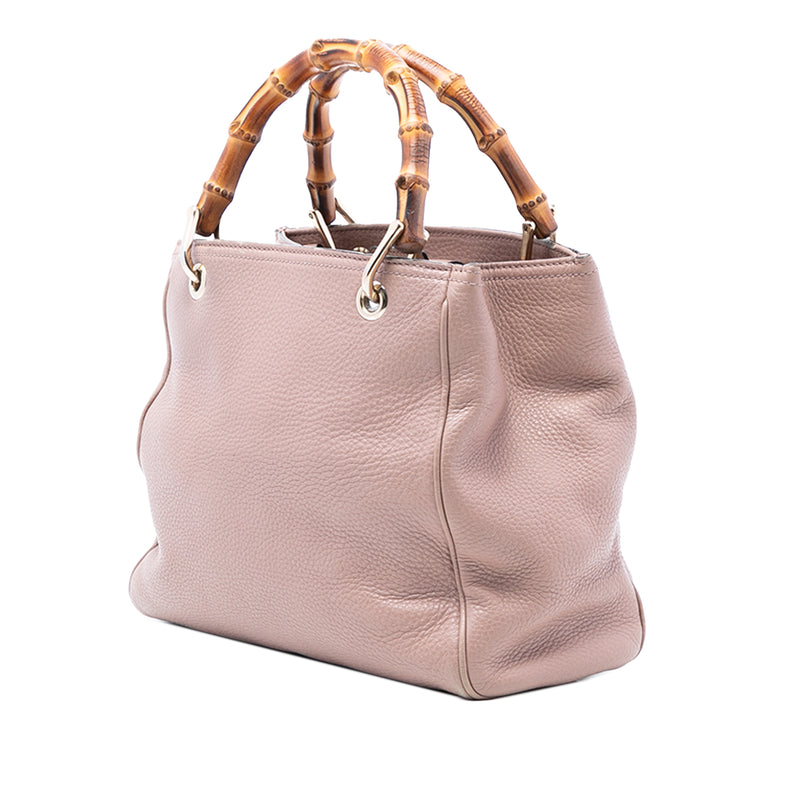 Small Calfskin Bamboo Shopper Satchel - Image 2
