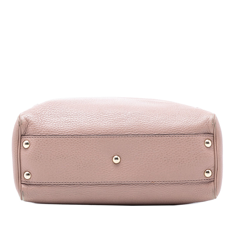 Small Calfskin Bamboo Shopper Satchel - Image 3