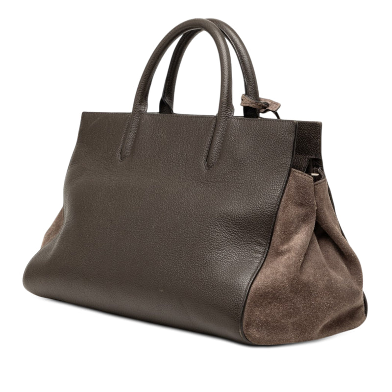 Small Leather and Suede Rive Gauche Cabas Tote - Image 2