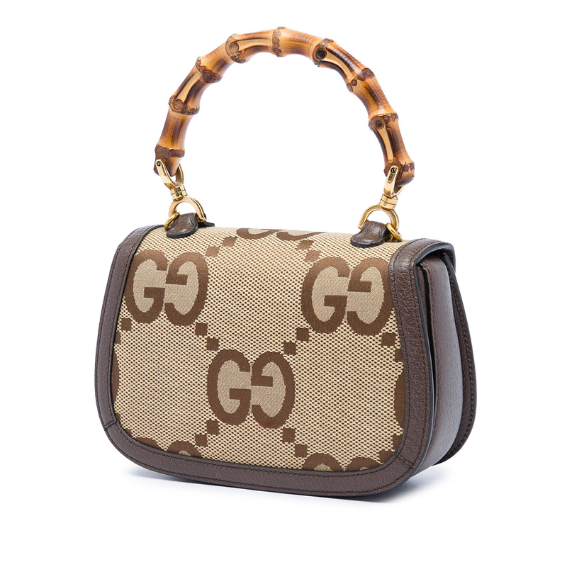 Small Jumbo GG Canvas Web Bamboo 1947 Top Handle Bag - Image 2