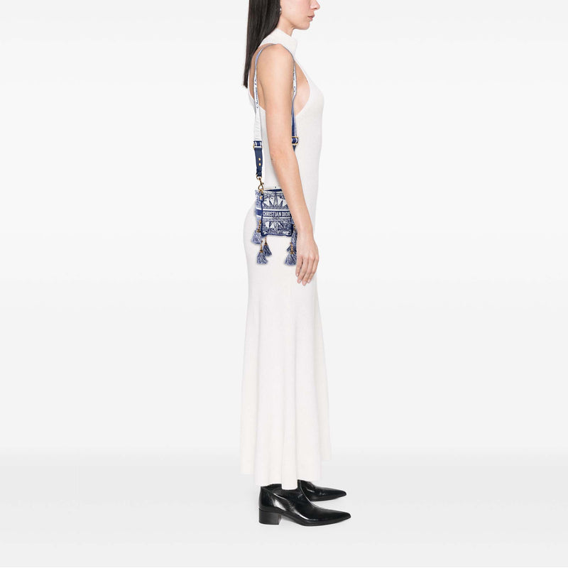 Canvas Embroidered Reve d Infini D Bubble Bucket Bag - Image 6