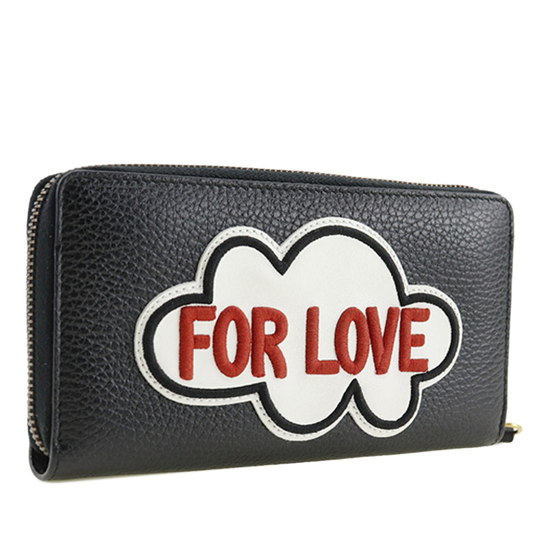 GG Marmont Pebbled Calfskin Embroidered Blind For Love Zip Around Wallet - Image 3