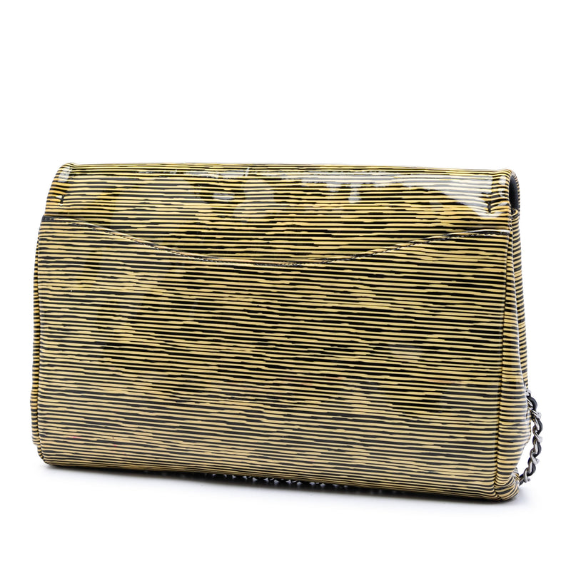 CC Patent Striped Flap Clutch with Chain - Image 2