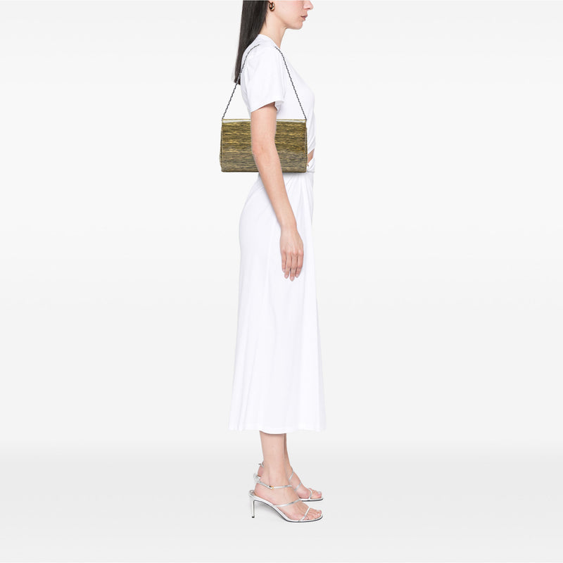 CC Patent Striped Flap Clutch with Chain - Image 5