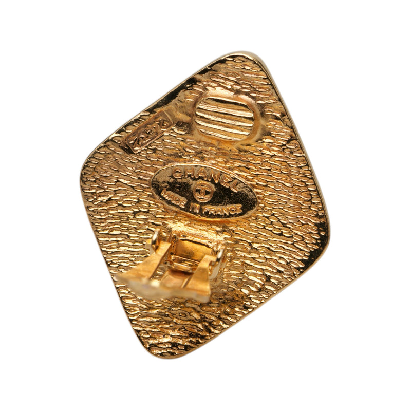 CC Gold Plated Rhombus Clip On Earrings - Image 3