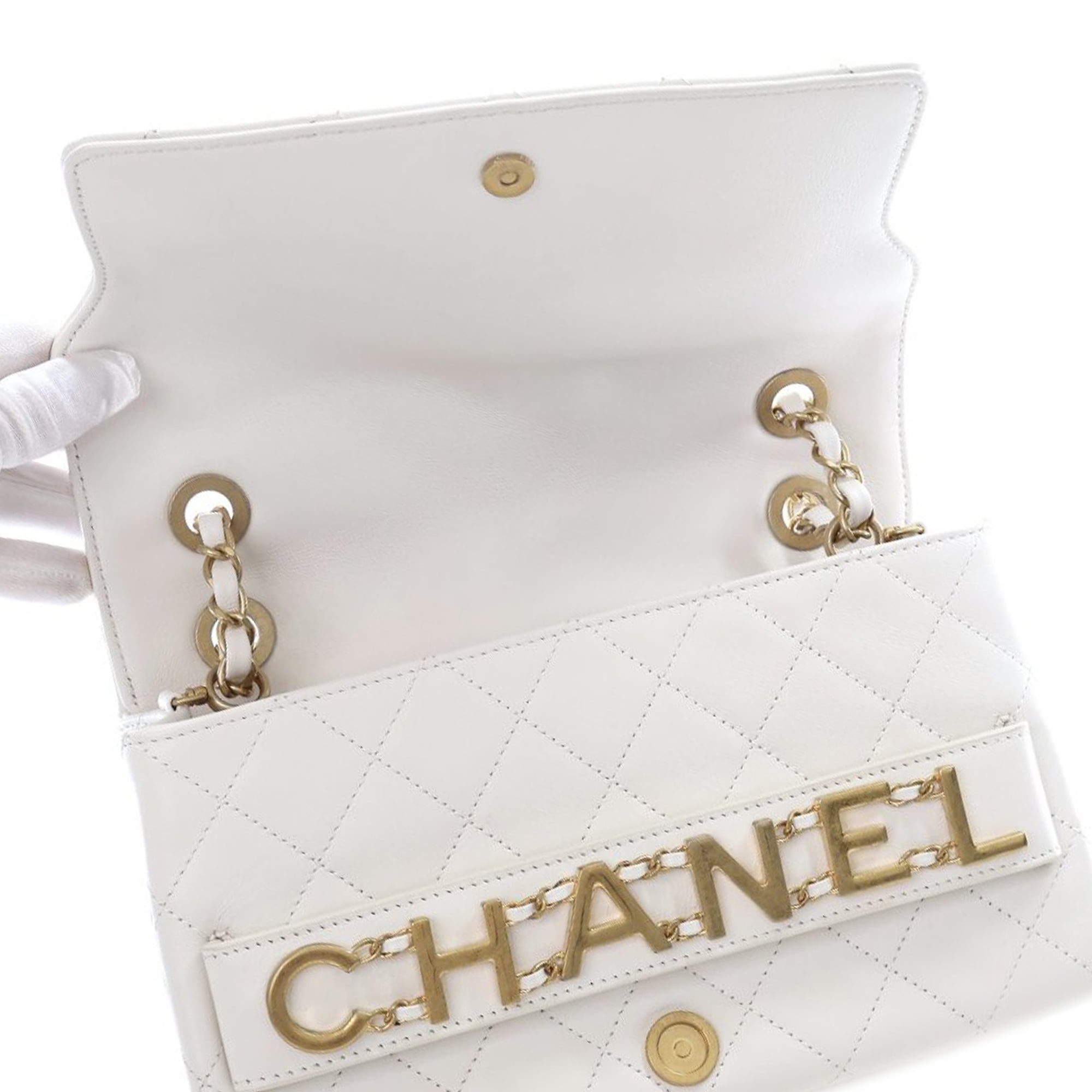 Medium Quilted Calfskin Logo Enchained Flap - Image 11