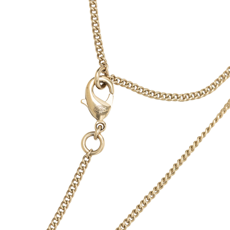CC Gold Plated Strass Faux Pearl Drop Pendant Necklace - Image 4