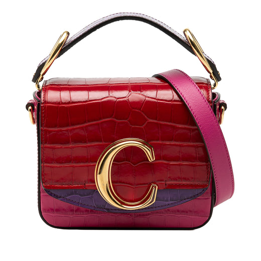 Mini Tricolor Croc Embossed Calfskin C Satchel - Image 1