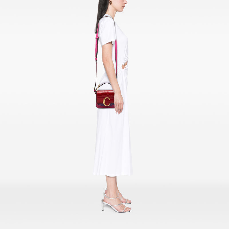 Mini Tricolor Croc Embossed Calfskin C Satchel - Image 6