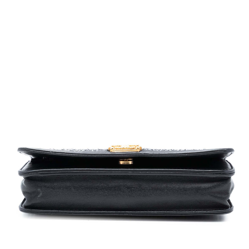 Pleated Crumpled Chevron Calfskin Le Boy Wallet On Chain - Image 3