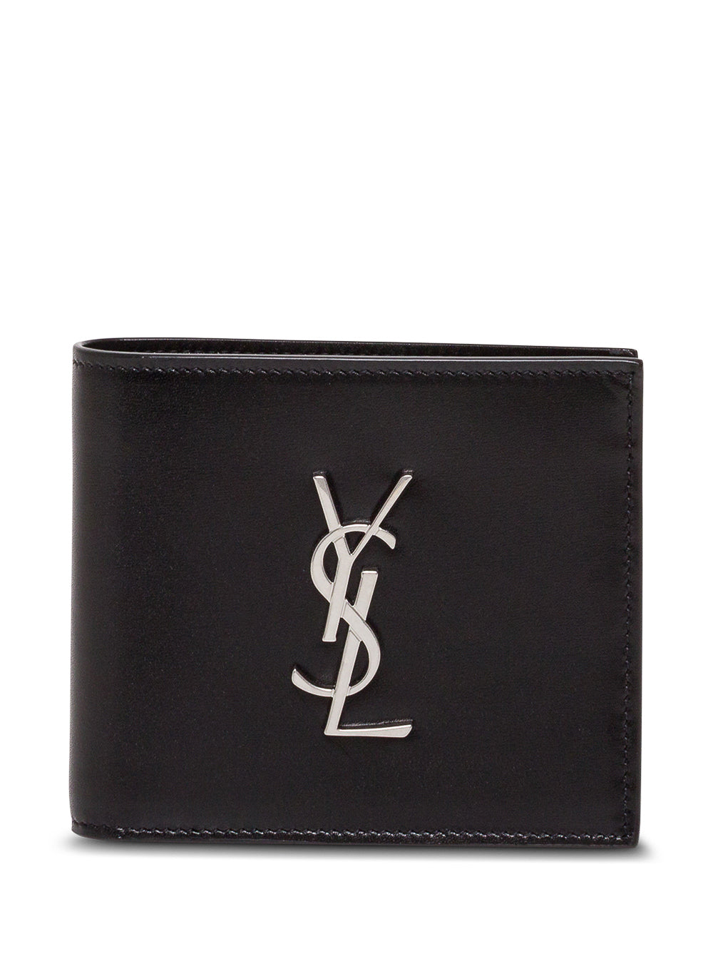 Saint Laurent Logo-Embossed Calf Leather Wallet — Black