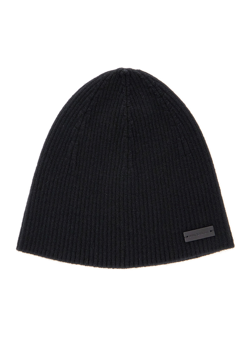 Saint Laurent 804033 Cashmere Ribbed Knit Beanie — Black Beanies