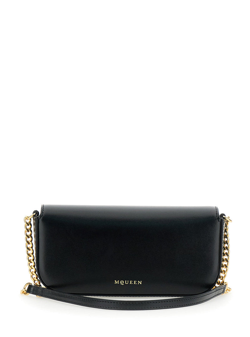 Alexander Mcqueen Ornamental Clasp Crossbody Bag — Black Calf