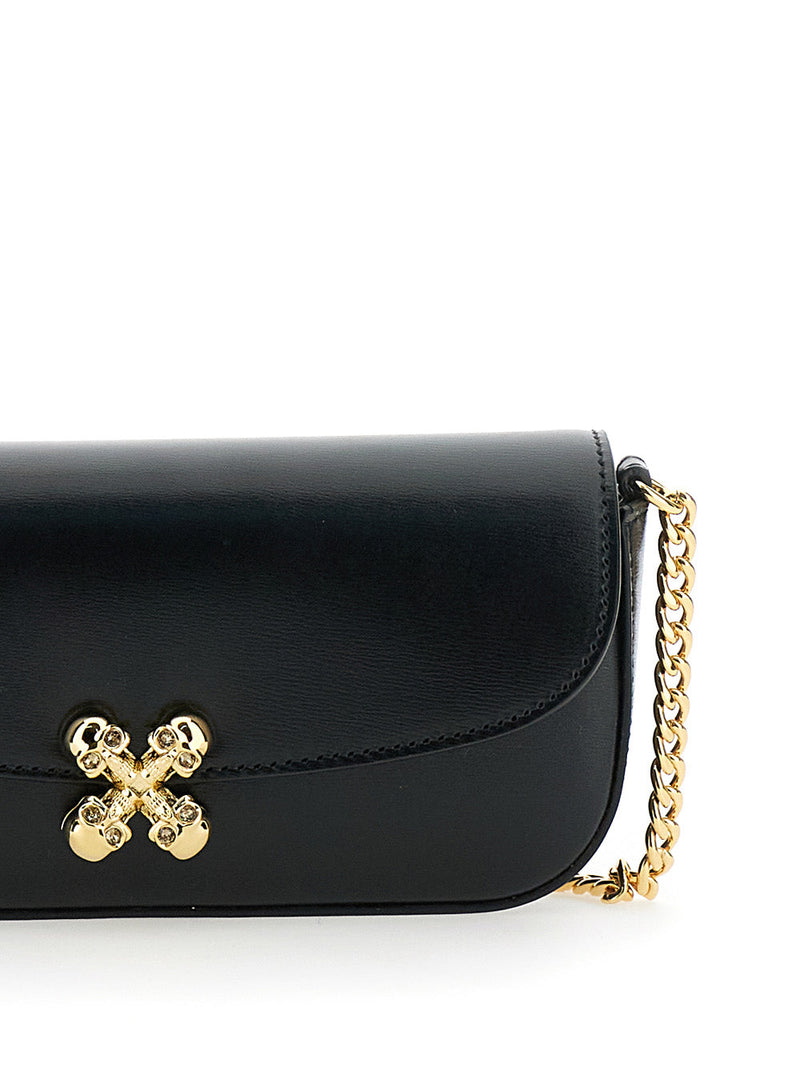 Alexander Mcqueen Ornamental Clasp Crossbody Bag — Black Calf