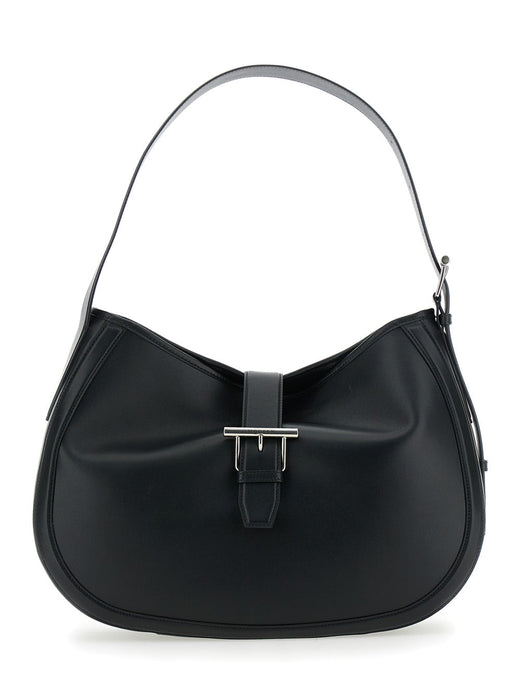 Alexander Mcqueen T-Buckle Leather Shoulder Bag — Black Calf