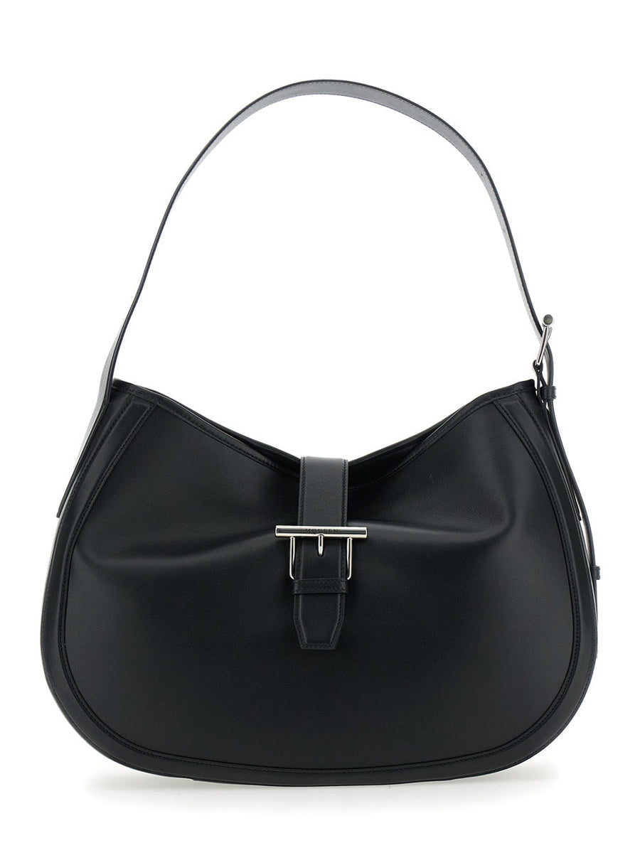 Alexander Mcqueen T-Buckle Leather Shoulder Bag — Black Calf
