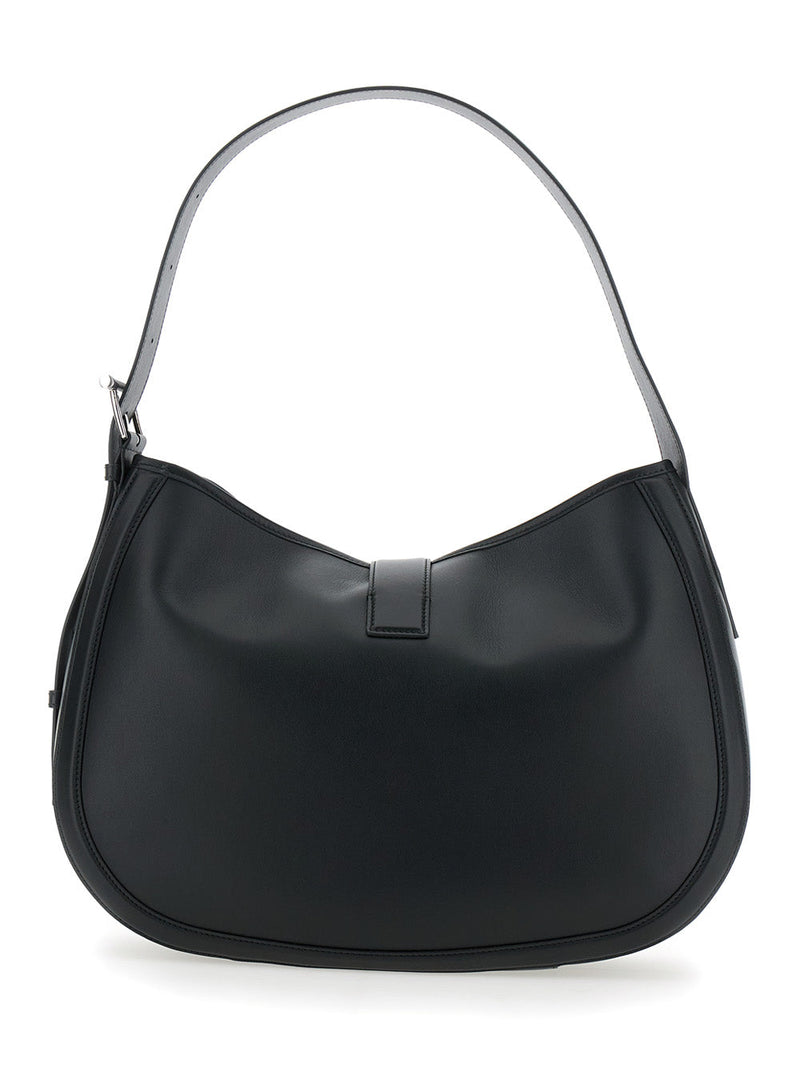 Alexander Mcqueen T-Buckle Leather Shoulder Bag — Black Calf