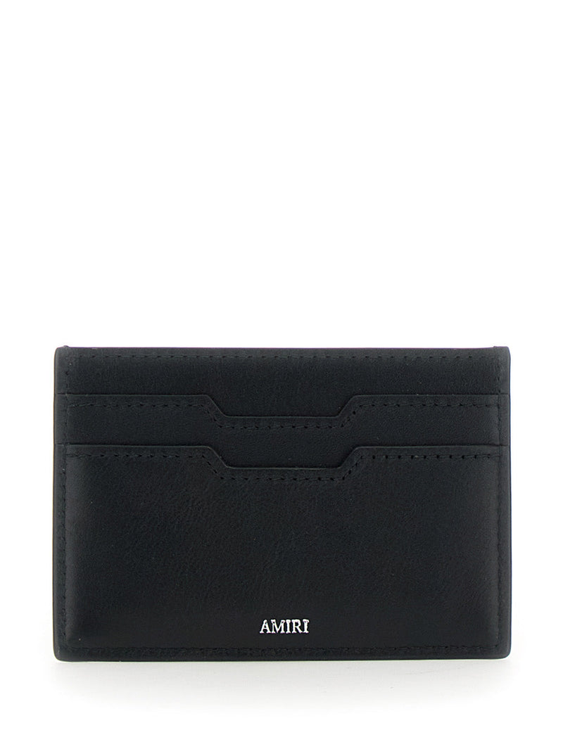Amiri Logo-Embossed Leather Card Case — Black Bovine Cases