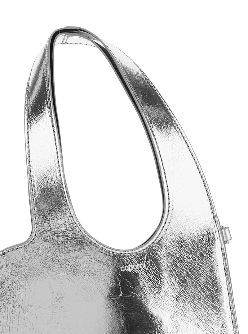 Coperni Heart-Shaped Metallic Leather Crossbody Bag — Silver Cow