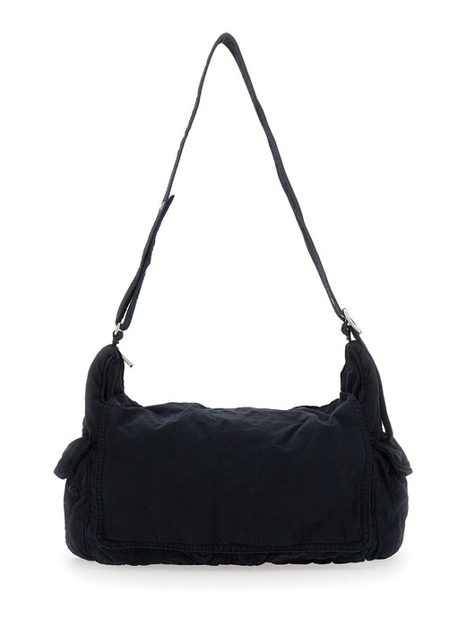 Erl Cotton Twill Shoulder Bag — Black