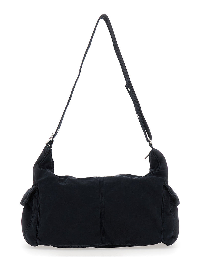 Erl Cotton Twill Shoulder Bag — Black