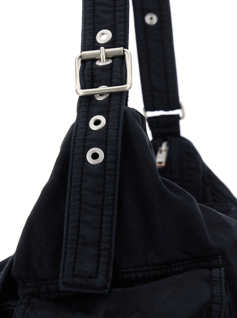 Erl Cotton Twill Shoulder Bag — Black