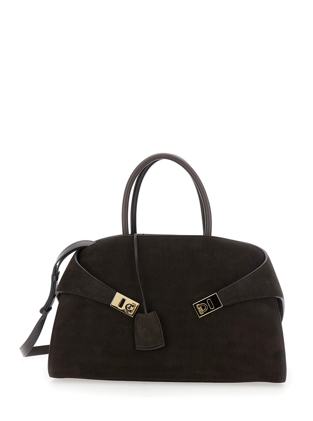 Ferragamo Hug Shoulder Bag — Brown Lamb